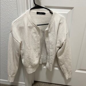 New Directions Cream Button-Up Cardigan